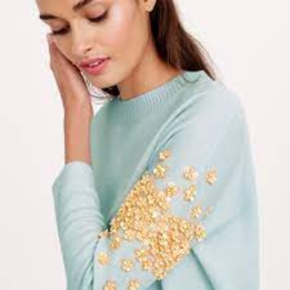 J. Crew Sweaters - J. Crew Floral Sequin Mint Sweater